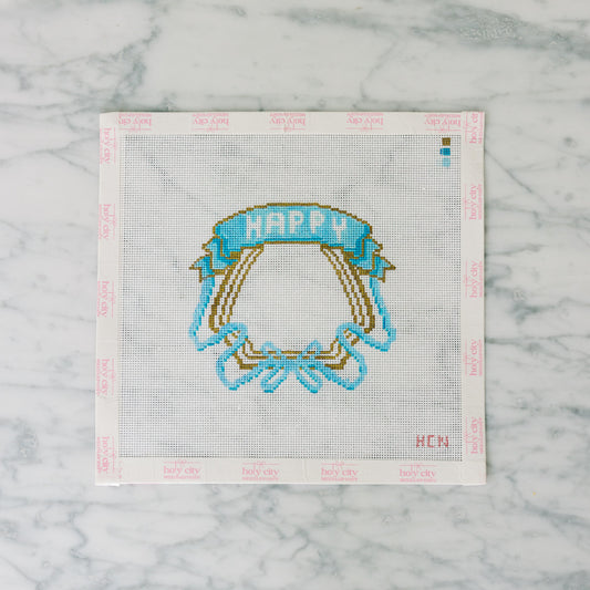 Blue Happy Crest Canvas